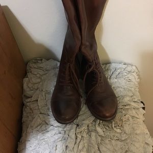 Lace up leather boots
